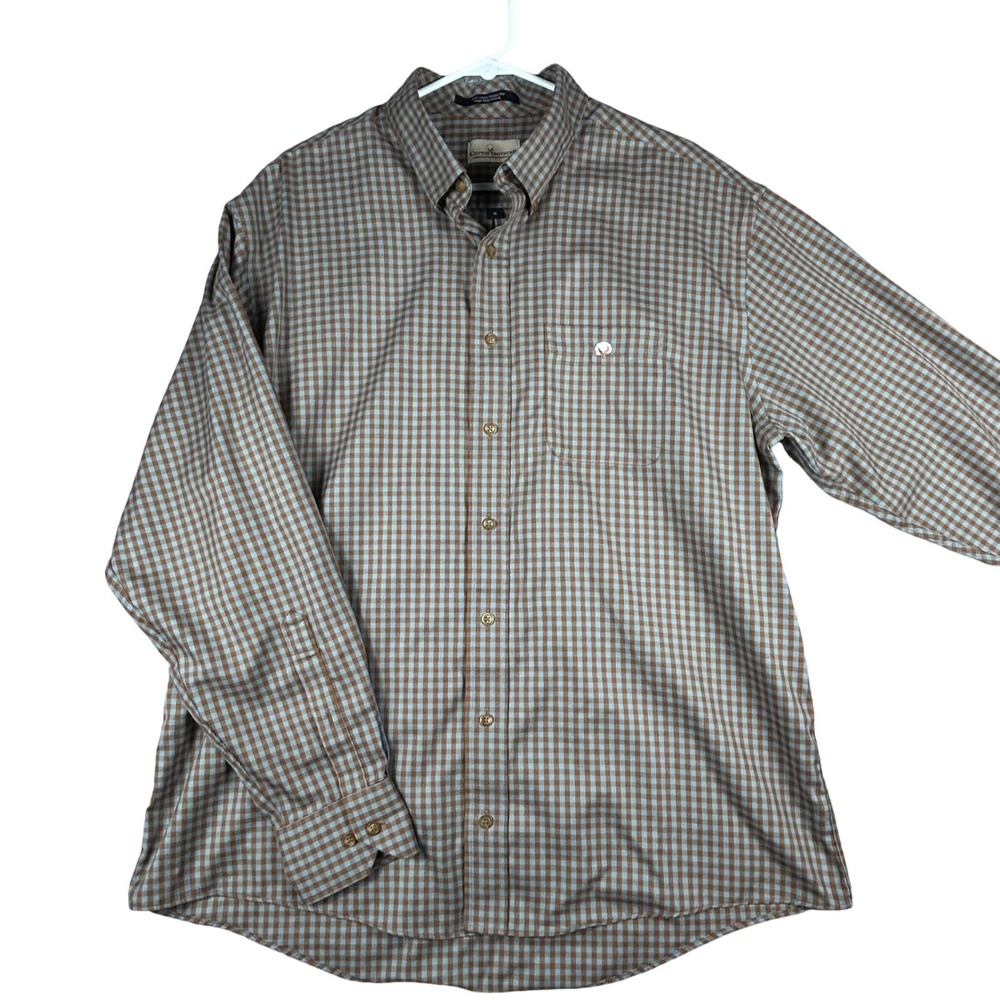 COTTON BROTHERS Mens XL Gingham Check Long‎ Sleeve Button Down Shirt Cotton